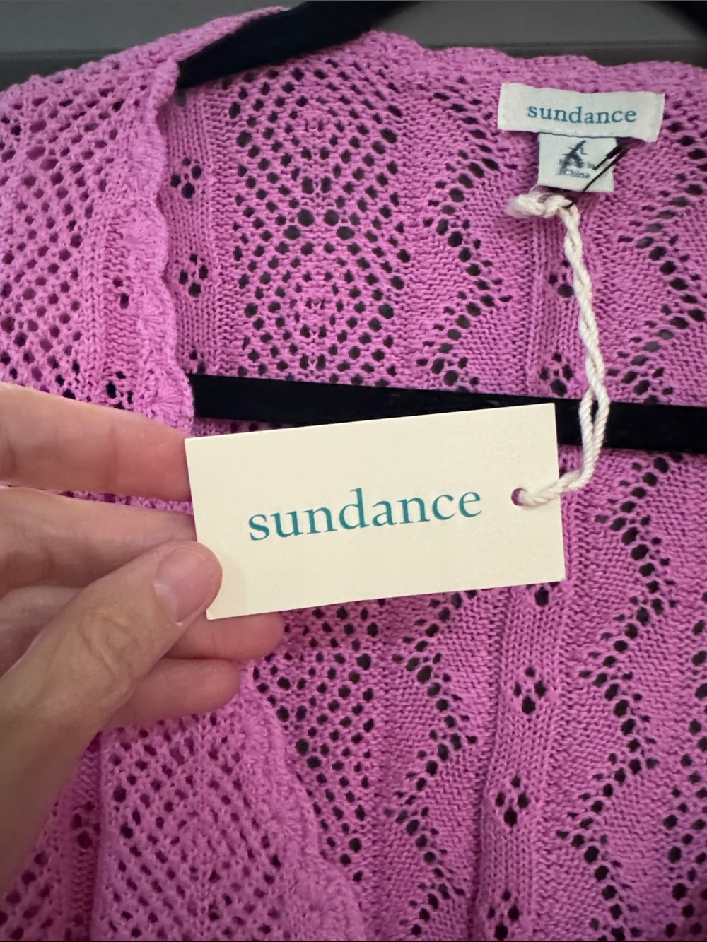 Sundance Pink Openwork V-Neck Sweater - Picture 2 of 5